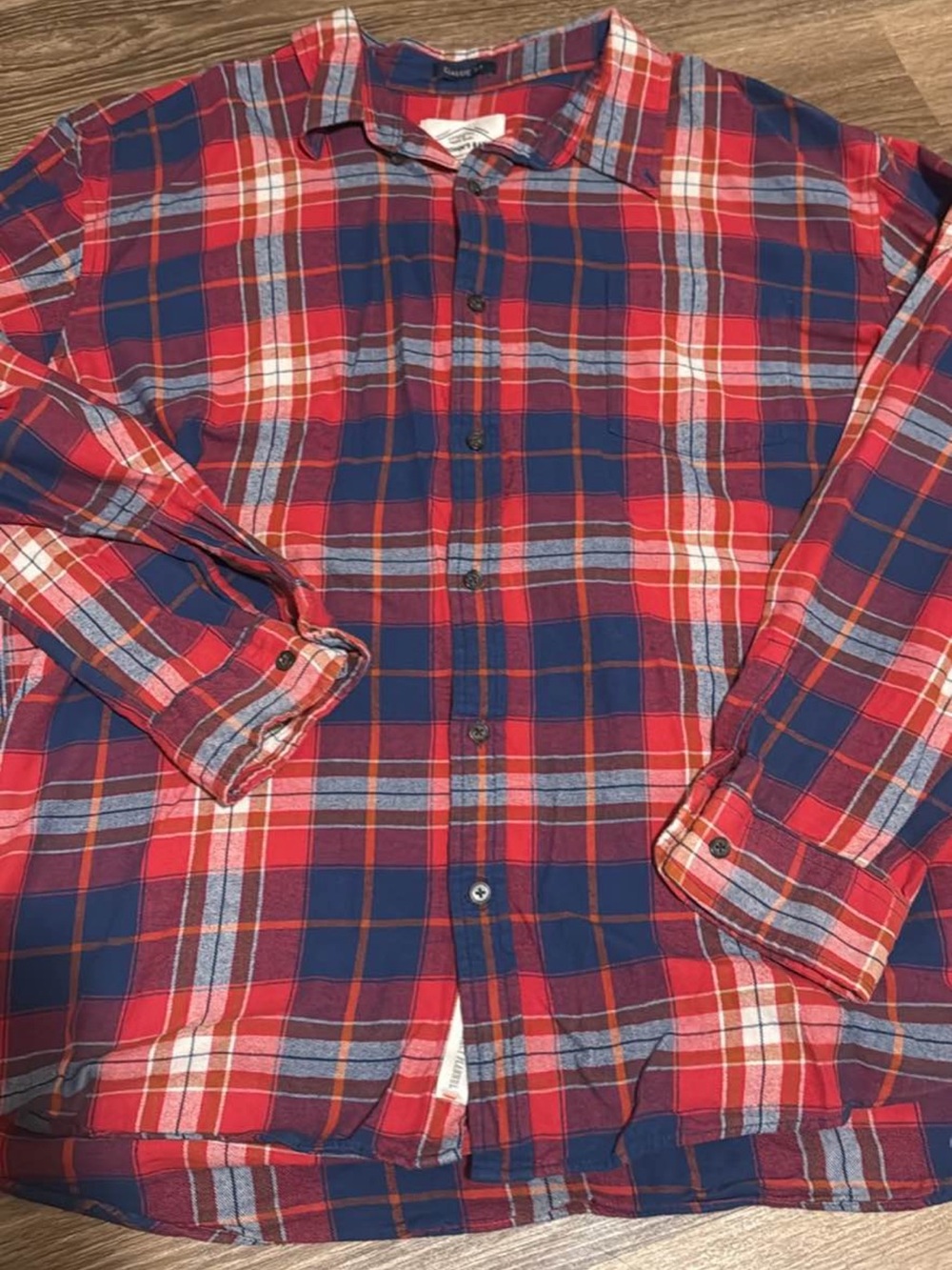 Men's Red and Navy Plaid flannel Shirt